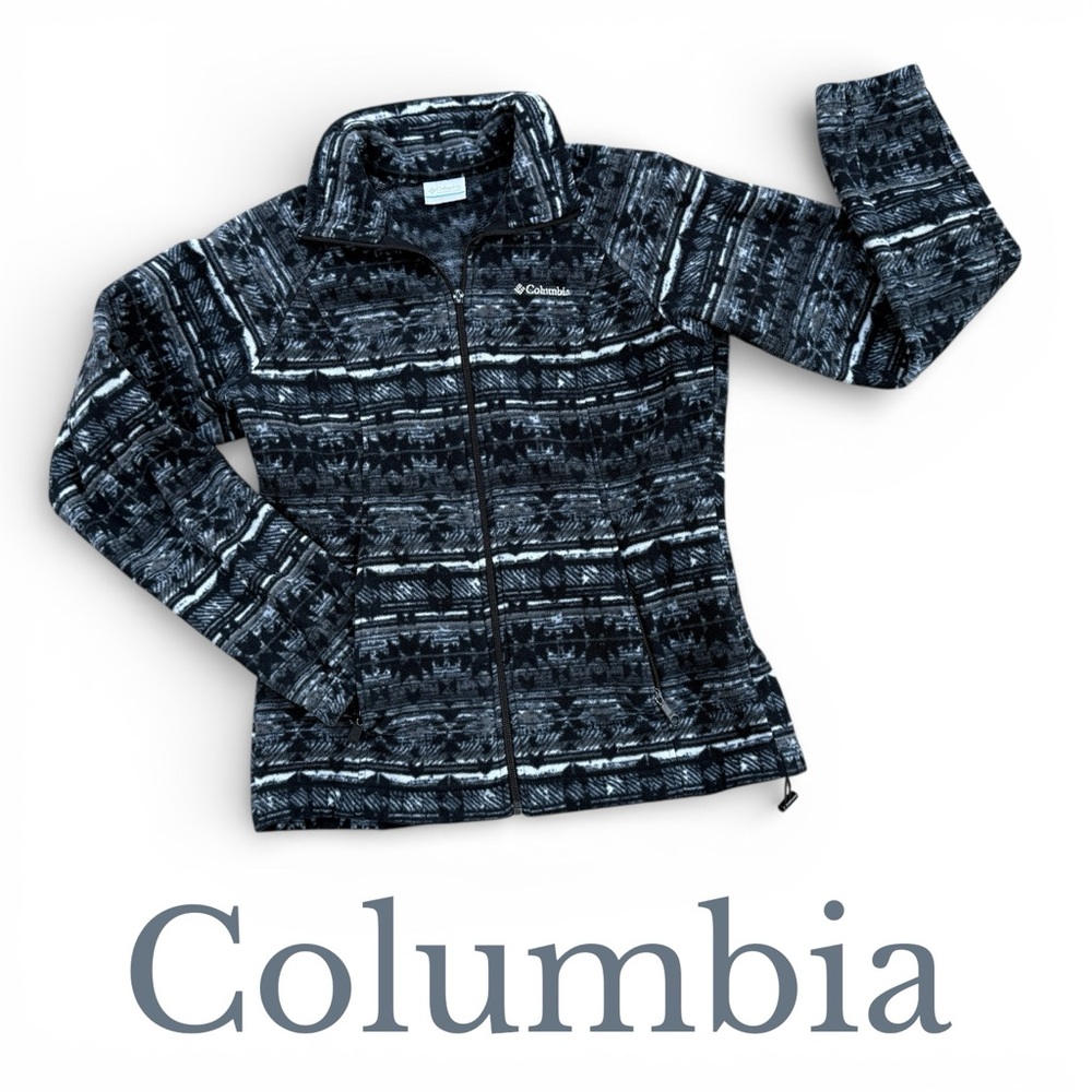 Columbia Benton Springs Full Zip Fleece Jacket black and white Aztec Women's M